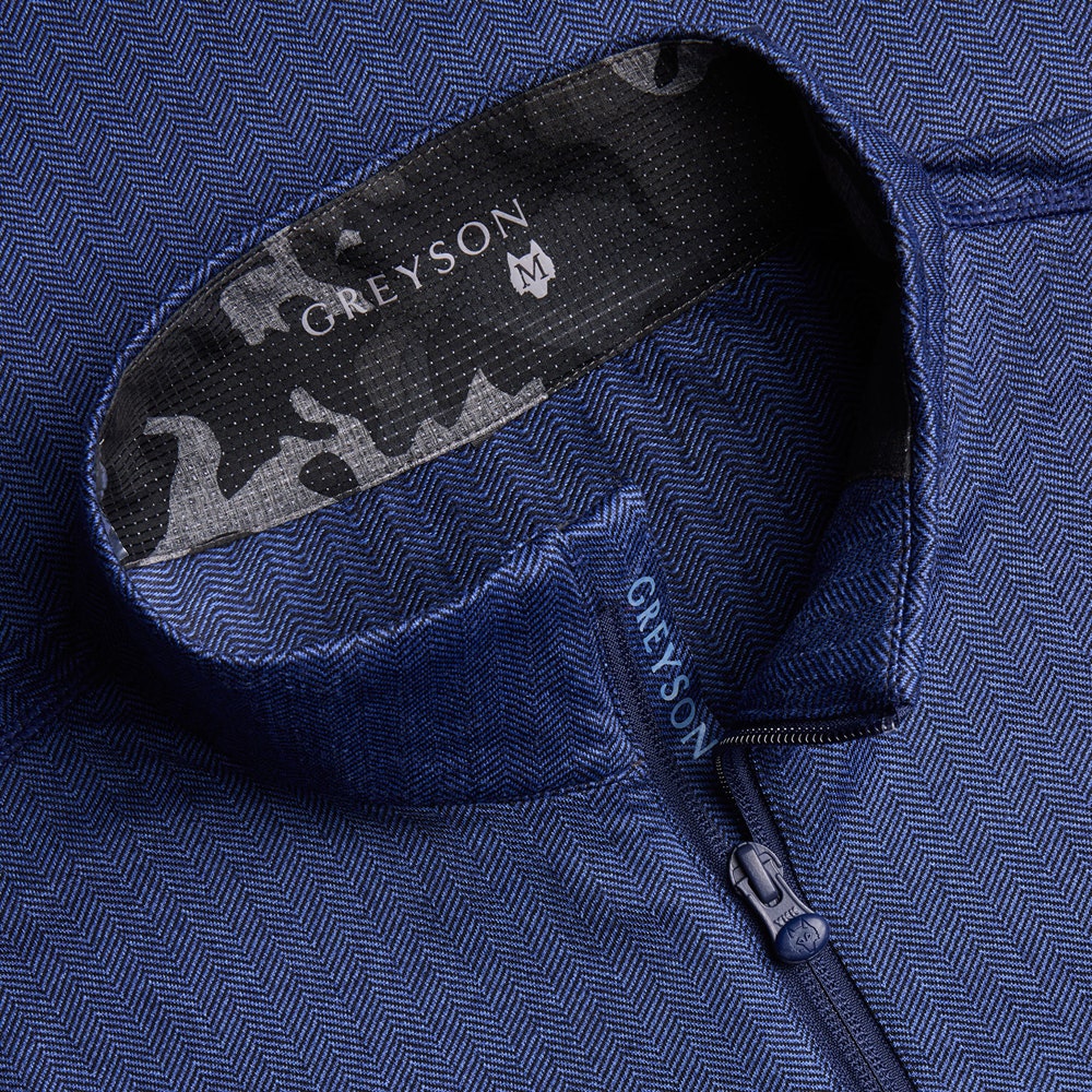 Greyson Golf Mid Layer - Tate QZ - Navy Herringbone SS26