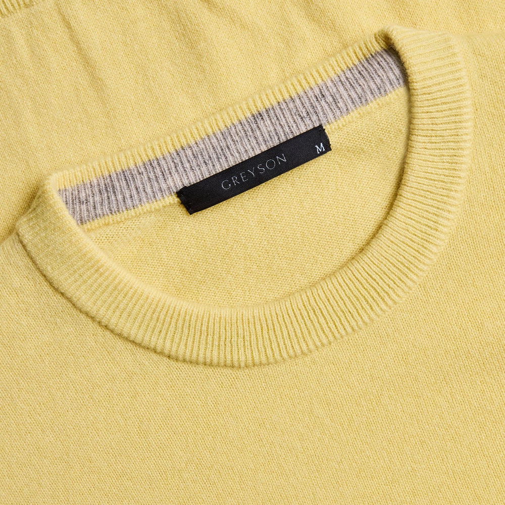 Greyson Golf Mid Layer - Tomahawk Cashmere Crew - Canary SS26