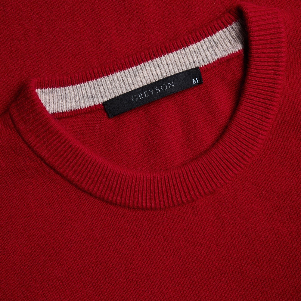 Greyson Golf Mid Layer - Tomahawk Cashmere Crew - Red Admiral SS26