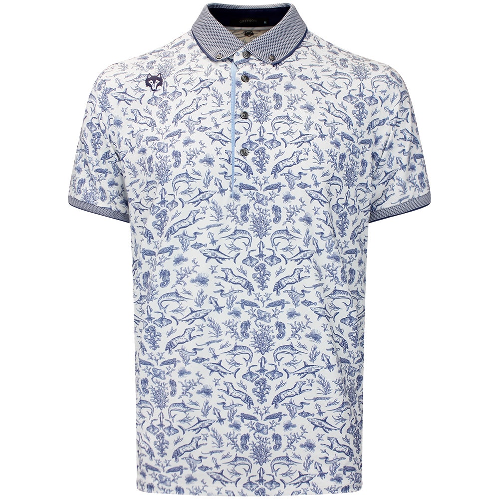 Greyson Golf Shirt - Coral Curiosities Polo - Arctic SS26