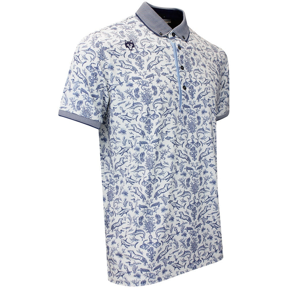 Greyson Golf Shirt - Coral Curiosities Polo - Arctic SS26