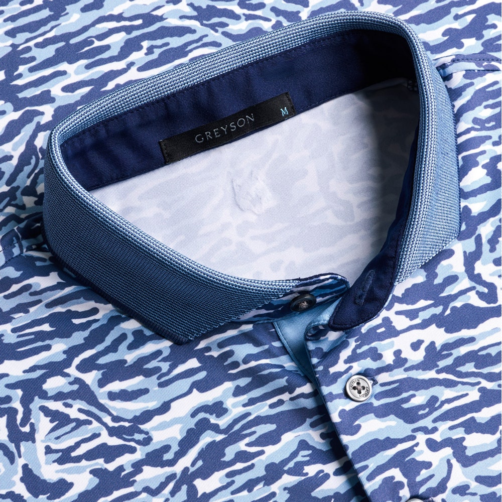 Greyson Golf Shirt - Stalking Wolf Camo Polo - Wolf Blue SS26