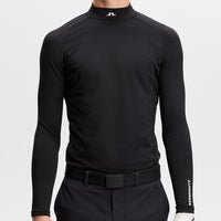 J.Lindeberg Golf Base Layer - Ello Brushed Mock Neck - Black AW26