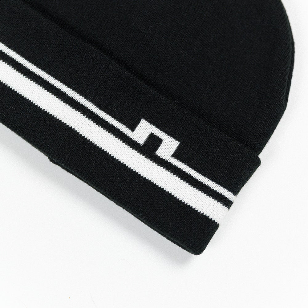J.Lindeberg Golf Beanie - Barney Stripe - Black PS26