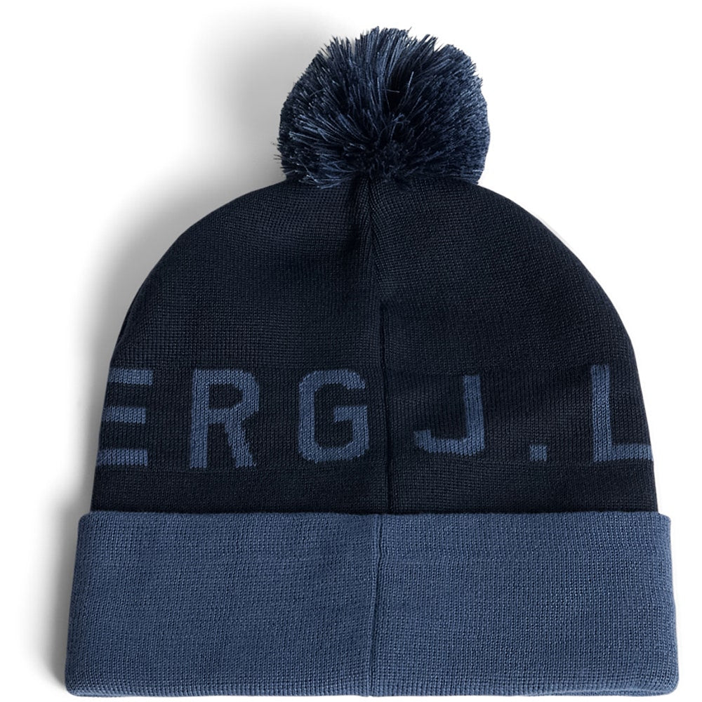 J.Lindeberg Golf Beanie - Brannon Bobble Hat - Vintage Indigo AW25