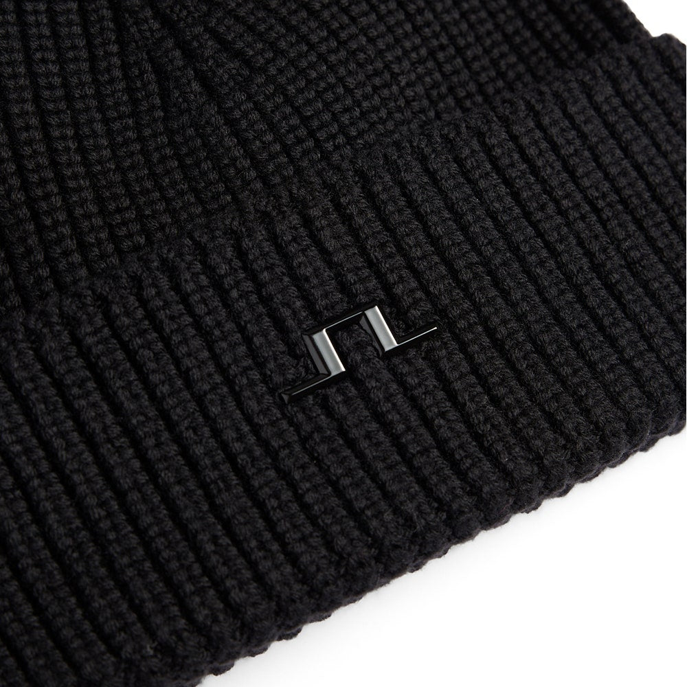 J.Lindeberg Golf Beanie - Merino Knit - Black AW26