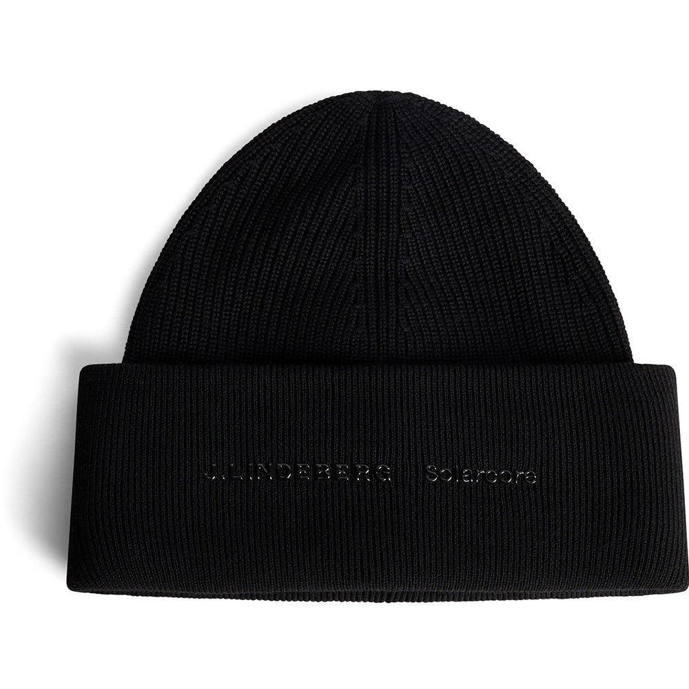 J.Lindeberg Golf Beanie - Solarcore Merino - Black AW25