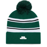 J.Lindeberg Golf Beanie - Valley Stripe Pom - Forest Biome AW26