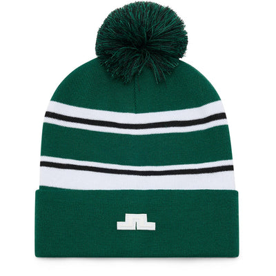J.Lindeberg Golf Beanie - Valley Stripe Pom - Forest Biome AW26
