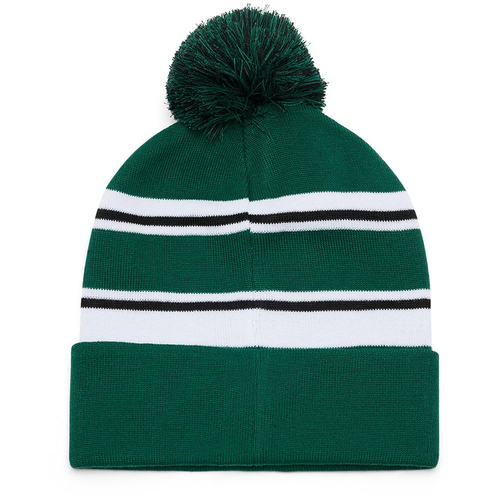 J.Lindeberg Golf Beanie - Valley Stripe Pom - Forest Biome AW26