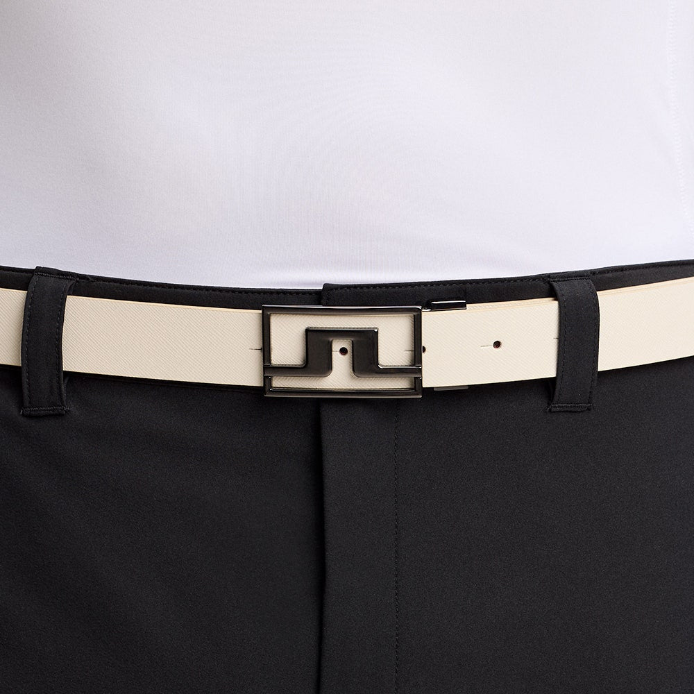 J.Lindeberg Golf Belt - Slater Reversible 3cm - Moonbeam - Wine AW26