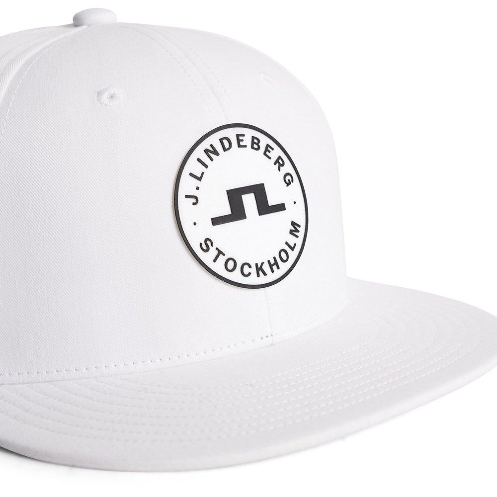 J.Lindeberg Golf Cap - Drive Flat Bill Snapback - White SS26
