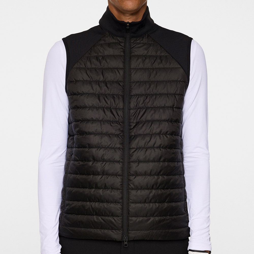 J.Lindeberg Golf Gilet - Hayden Quilt Hybrid Vest - Black AW25