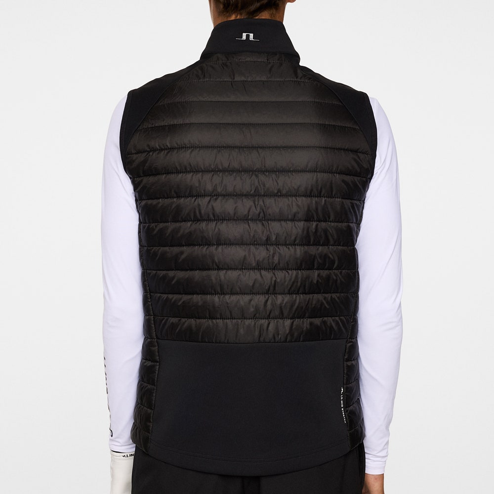 J.Lindeberg Golf Gilet - Hayden Quilt Hybrid Vest - Black AW25