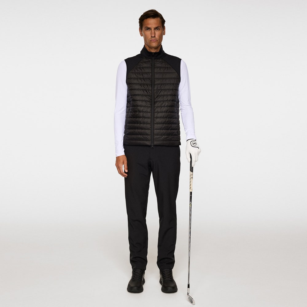 J.Lindeberg Golf Gilet - Hayden Quilt Hybrid Vest - Black AW25