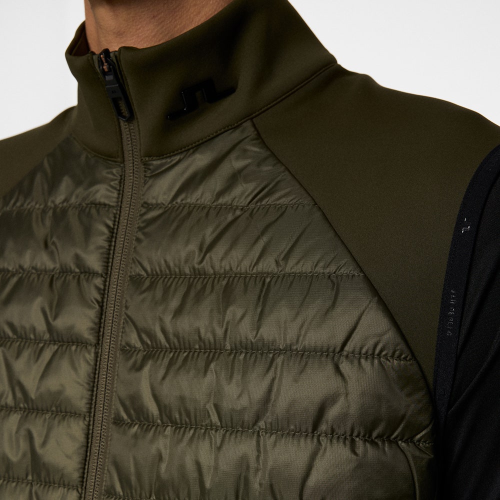 J.Lindeberg Golf Gilet - Hayden Quilt Hybrid Vest - Forest Green AW25