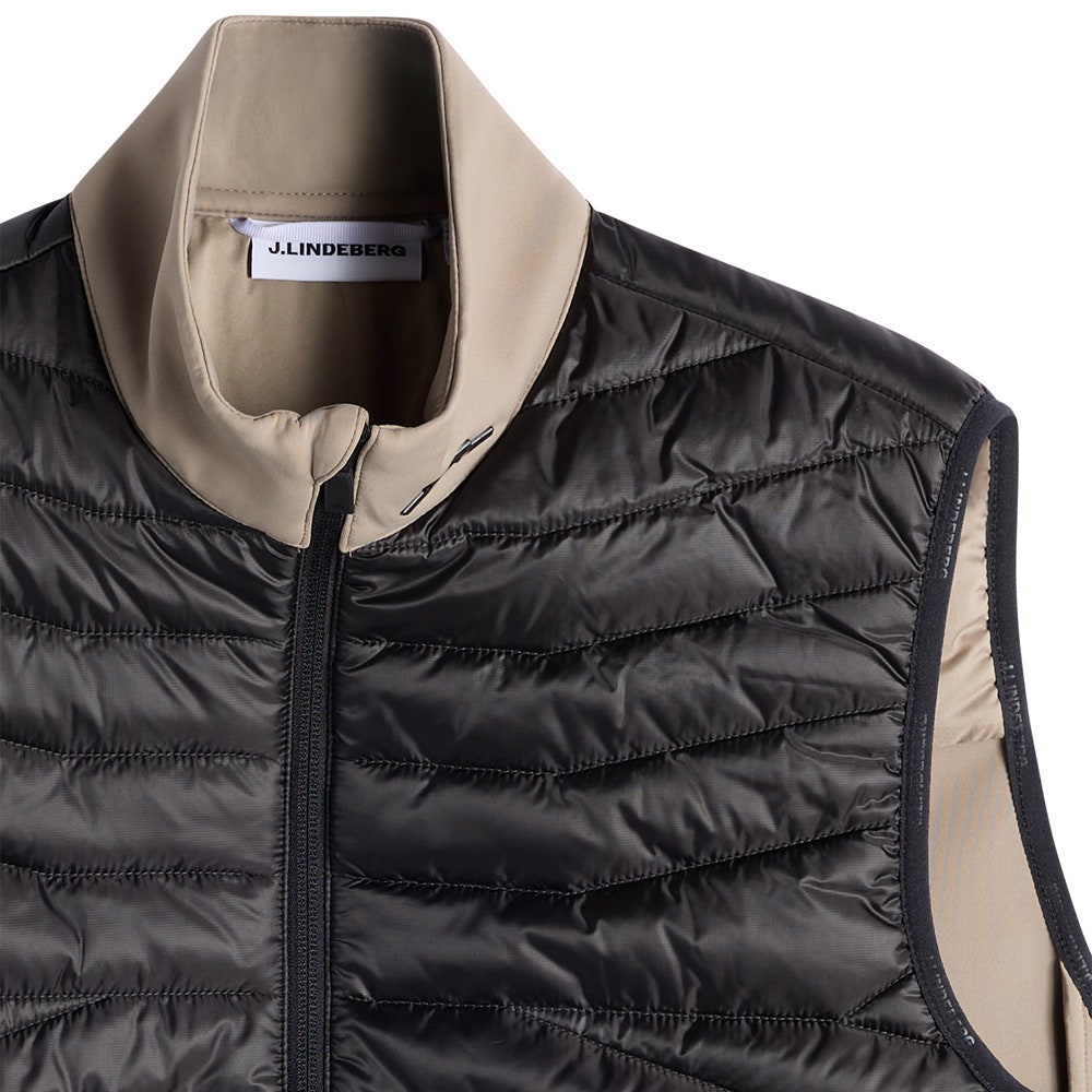 J.Lindeberg Golf Gilet - Heyden Quilted Hybrid Vest FZ - Black SS26