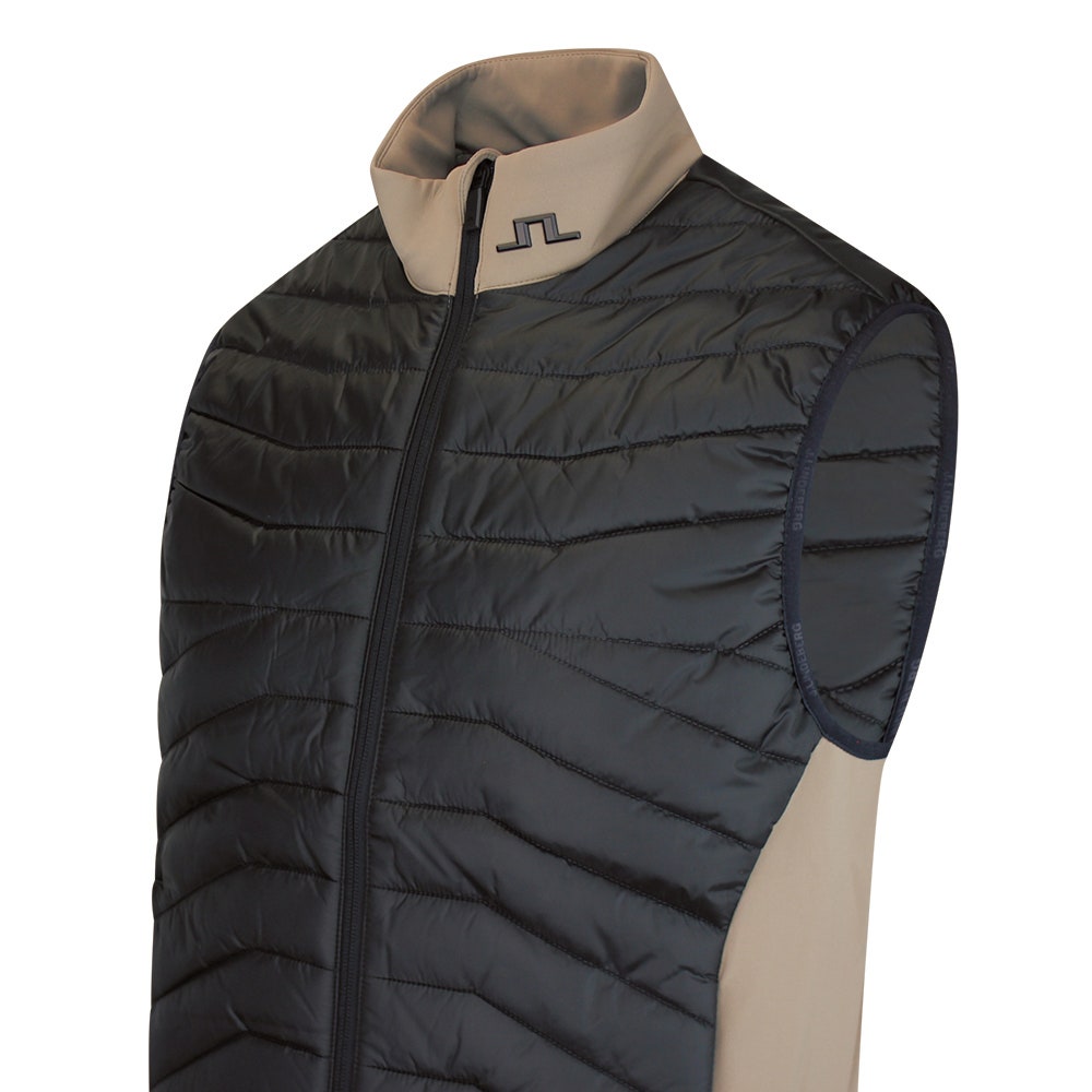 J.Lindeberg Golf Gilet - Heyden Quilted Hybrid Vest FZ - Black SS26