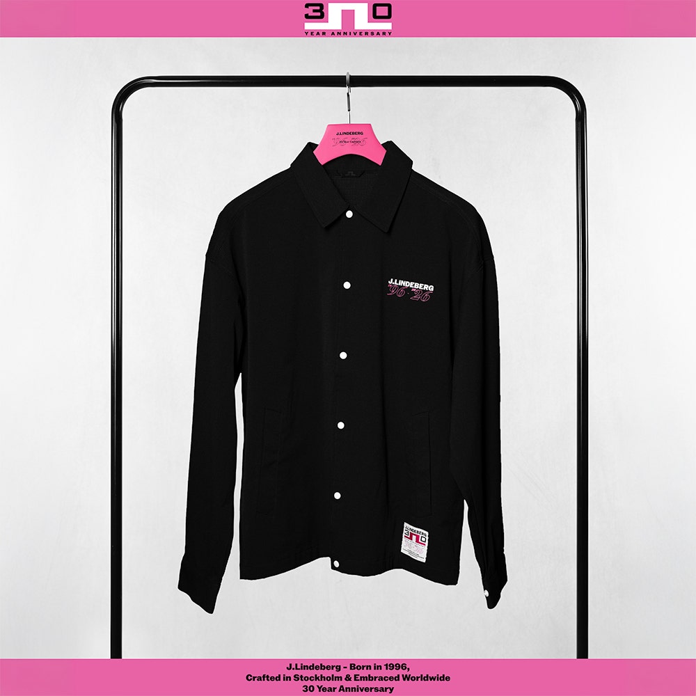 J.Lindeberg Golf Jacket - 30Y Cam Coach Overshirt - Black SH26