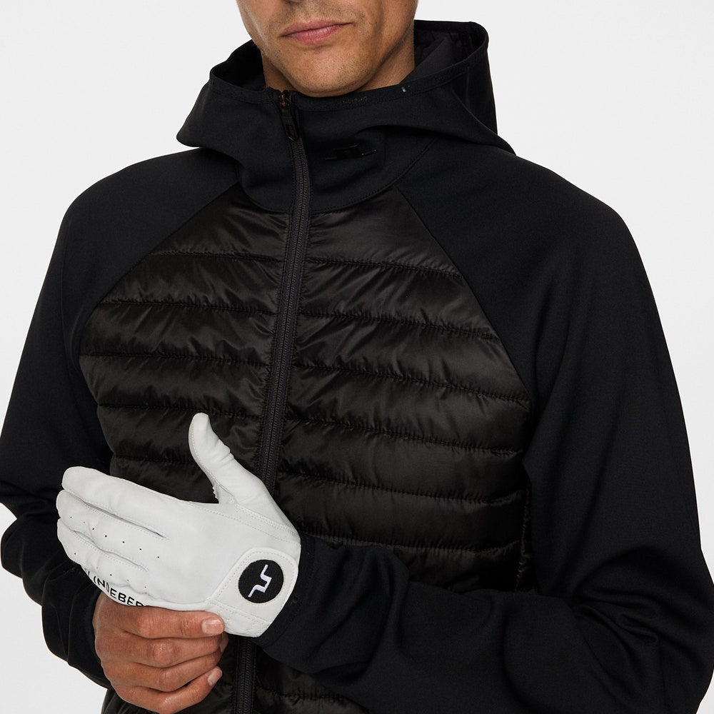 J.Lindeberg Golf Jacket - Hayden Quilt Hybrid FZ Hoodie - Black AW25