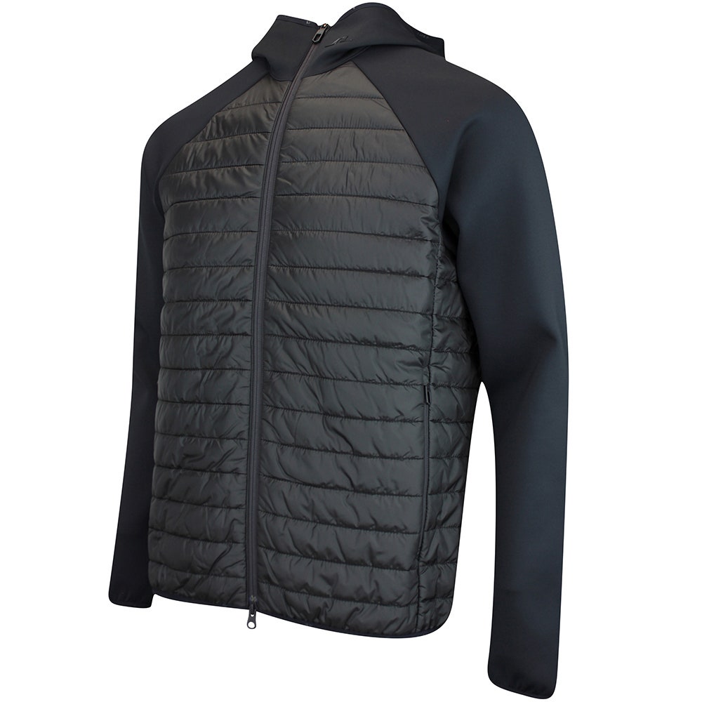 J.Lindeberg Golf Jacket - Hayden Quilt Hybrid FZ Hoodie - Black AW25