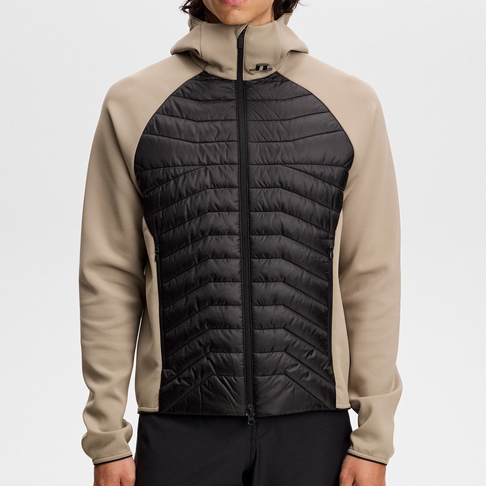 J.Lindeberg Golf Jacket - Heyden Quilted Hoodie - Brindle AW26