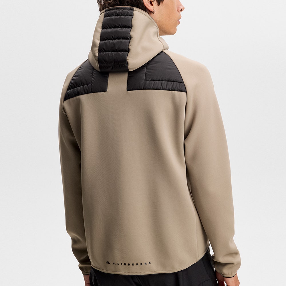 J.Lindeberg Golf Jacket - Heyden Quilted Hoodie - Brindle AW26