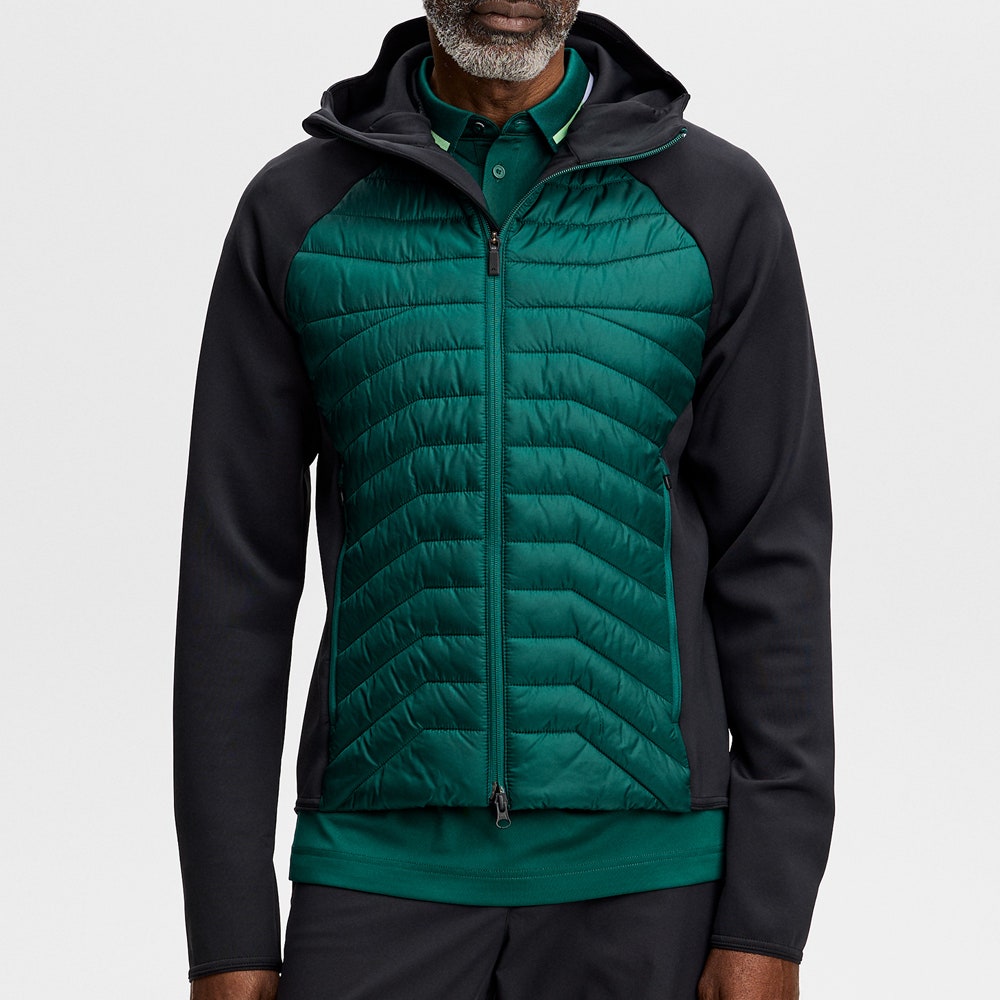 J.Lindeberg Golf Jacket - Heyden Quilted Hoodie - Forest Biome AW26