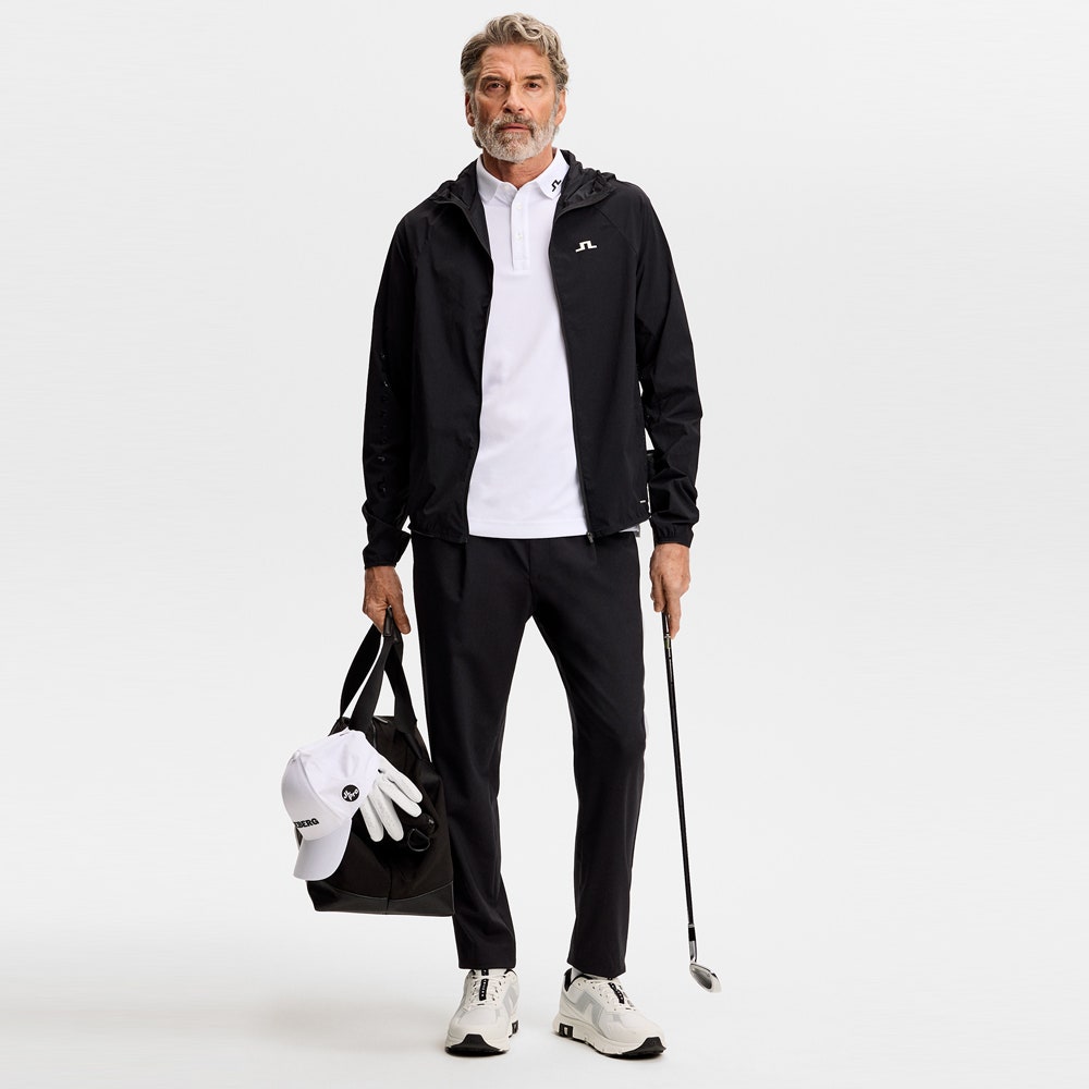 J.Lindeberg Golf Jacket - Merrick Windblock Hoodie FZ - Black SS26