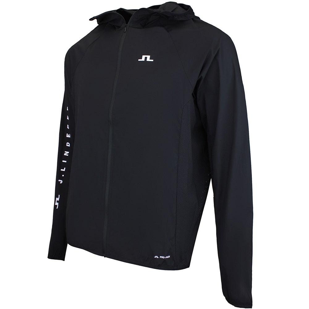 J.Lindeberg Golf Jacket - Merrick Windblock Hoodie FZ - Black SS26