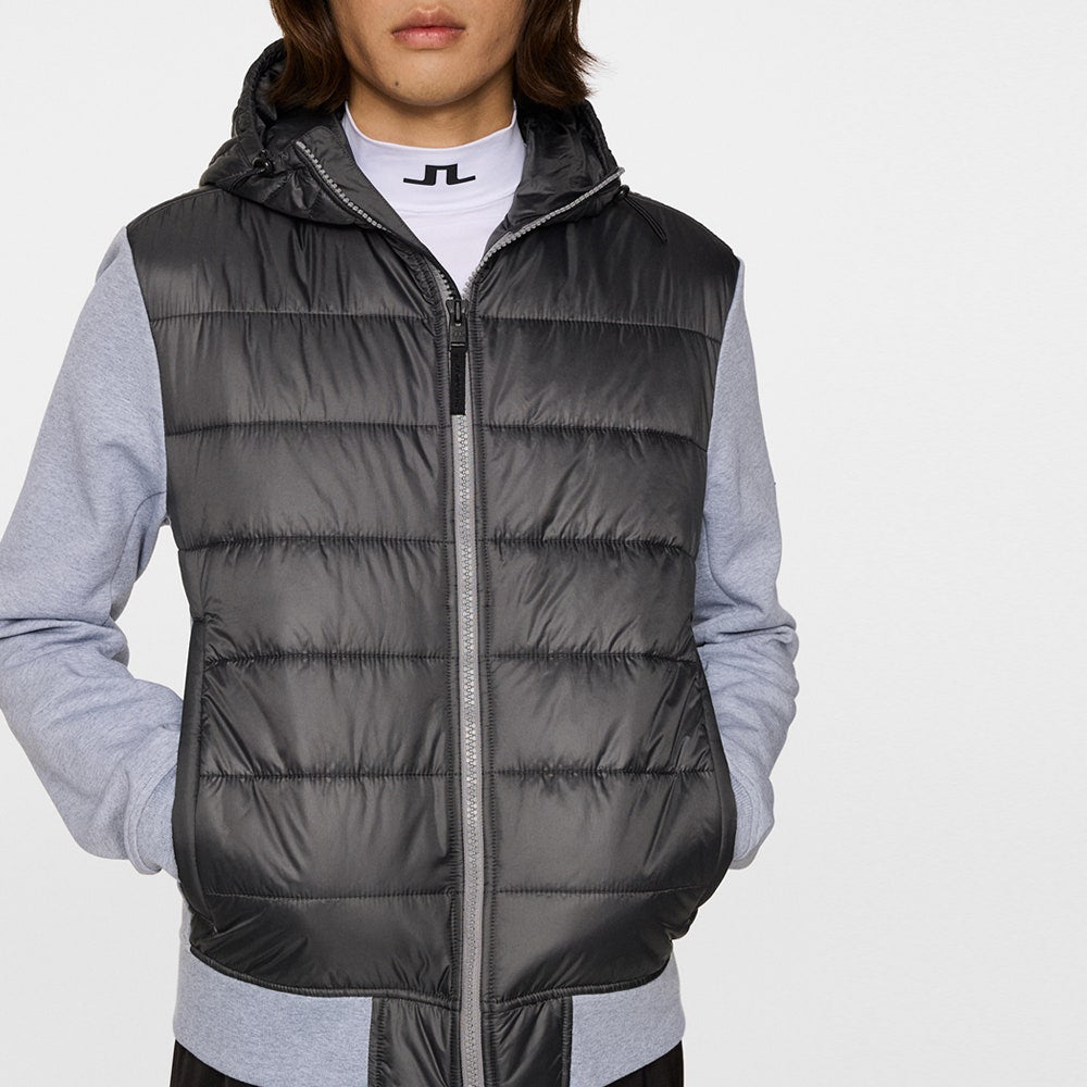 J.Lindeberg Golf Jacket - Seth Hybrid Hoodie FZ - Mid Grey Mel. PS26