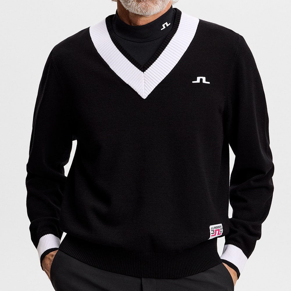 J.Lindeberg Golf Jumper - 30Y Nikolas Knit Sweater - Black SH26