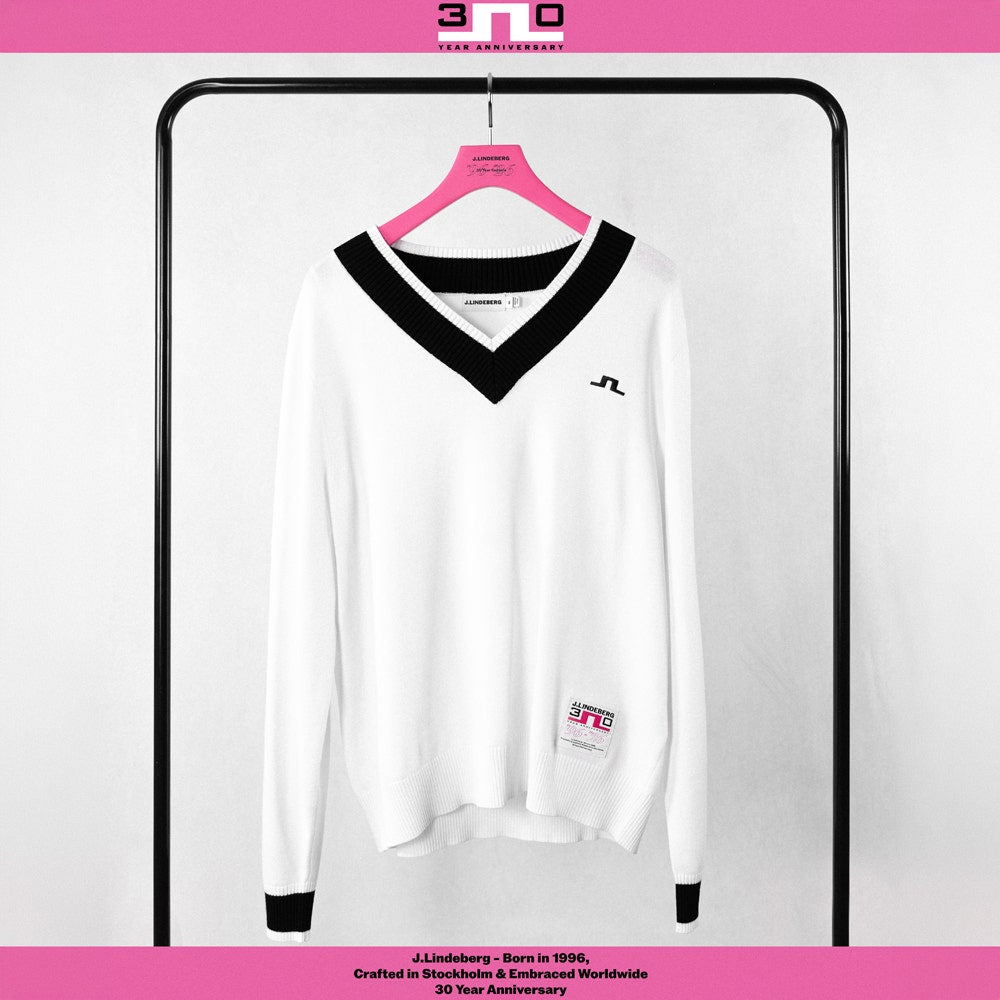 J.Lindeberg Golf Jumper - 30Y Nikolas Knit Sweater - White SH26