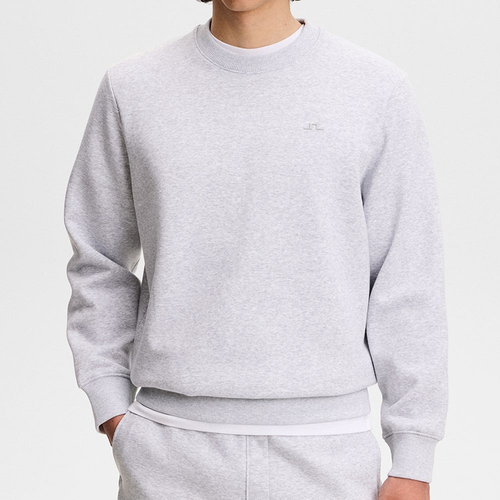 J.Lindeberg Golf Jumper - Alpha Crew Neck - Light Grey Melange AW26