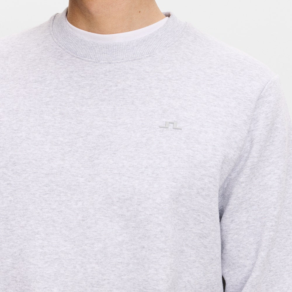 J.Lindeberg Golf Jumper - Alpha Crew Neck - Light Grey Melange AW26