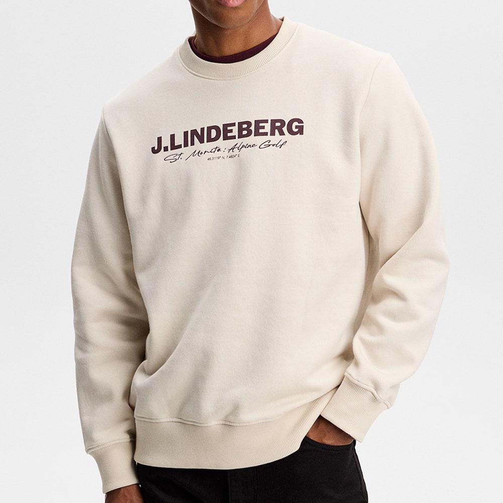 J.Lindeberg Golf Jumper - Alpha Graphic Crew Neck - Moonbeam AW26