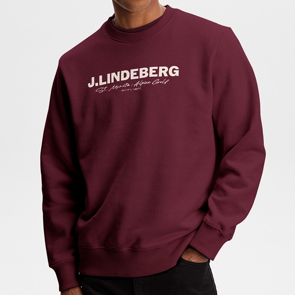 J.Lindeberg Golf Jumper - Alpha Graphic Crew Neck - Winetasting AW26