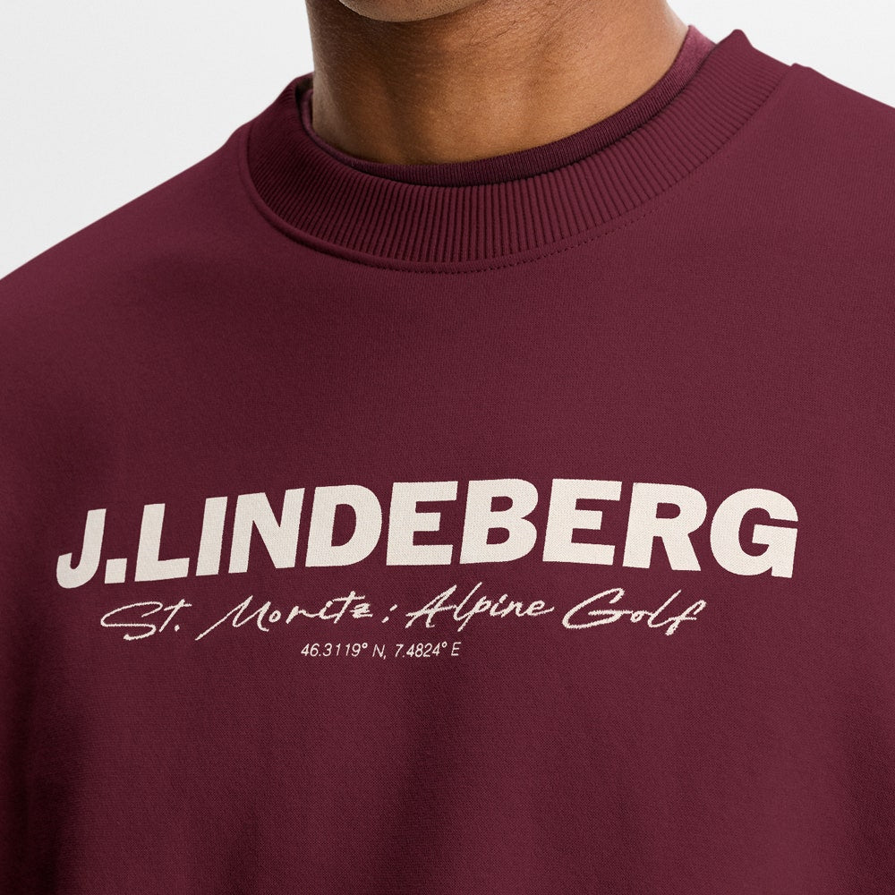 J.Lindeberg Golf Jumper - Alpha Graphic Crew Neck - Winetasting AW26