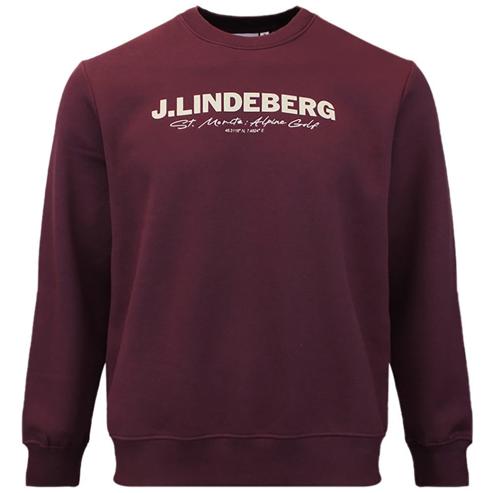 J.Lindeberg Golf Jumper - Alpha Graphic Crew Neck - Winetasting AW26