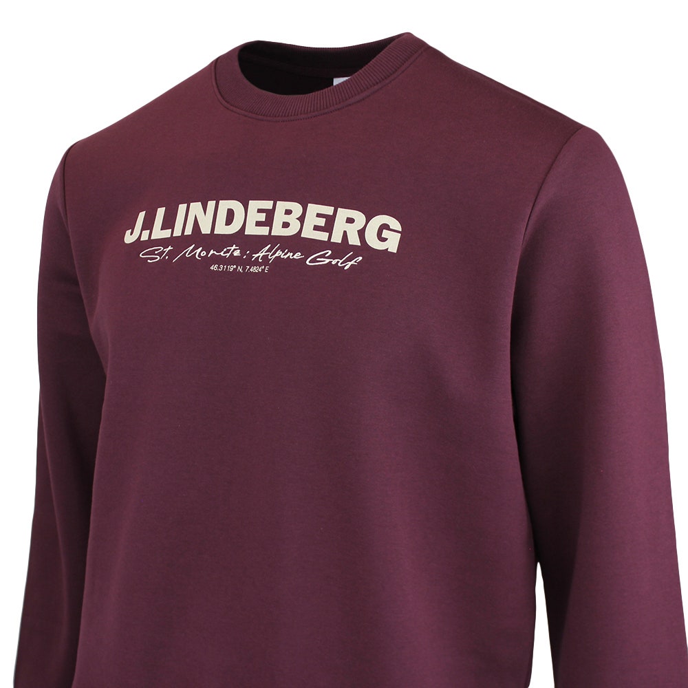 J.Lindeberg Golf Jumper - Alpha Graphic Crew Neck - Winetasting AW26