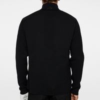 J.Lindeberg Golf Jumper - Aziel Knitted Primaloft FZ - Black AW25