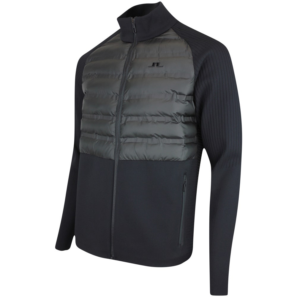J.Lindeberg Golf Jumper - Aziel Knitted Primaloft FZ - Black AW25