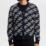 J.Lindeberg Golf Jumper - Denny Jacquard Cardigan - JL Navy AW26