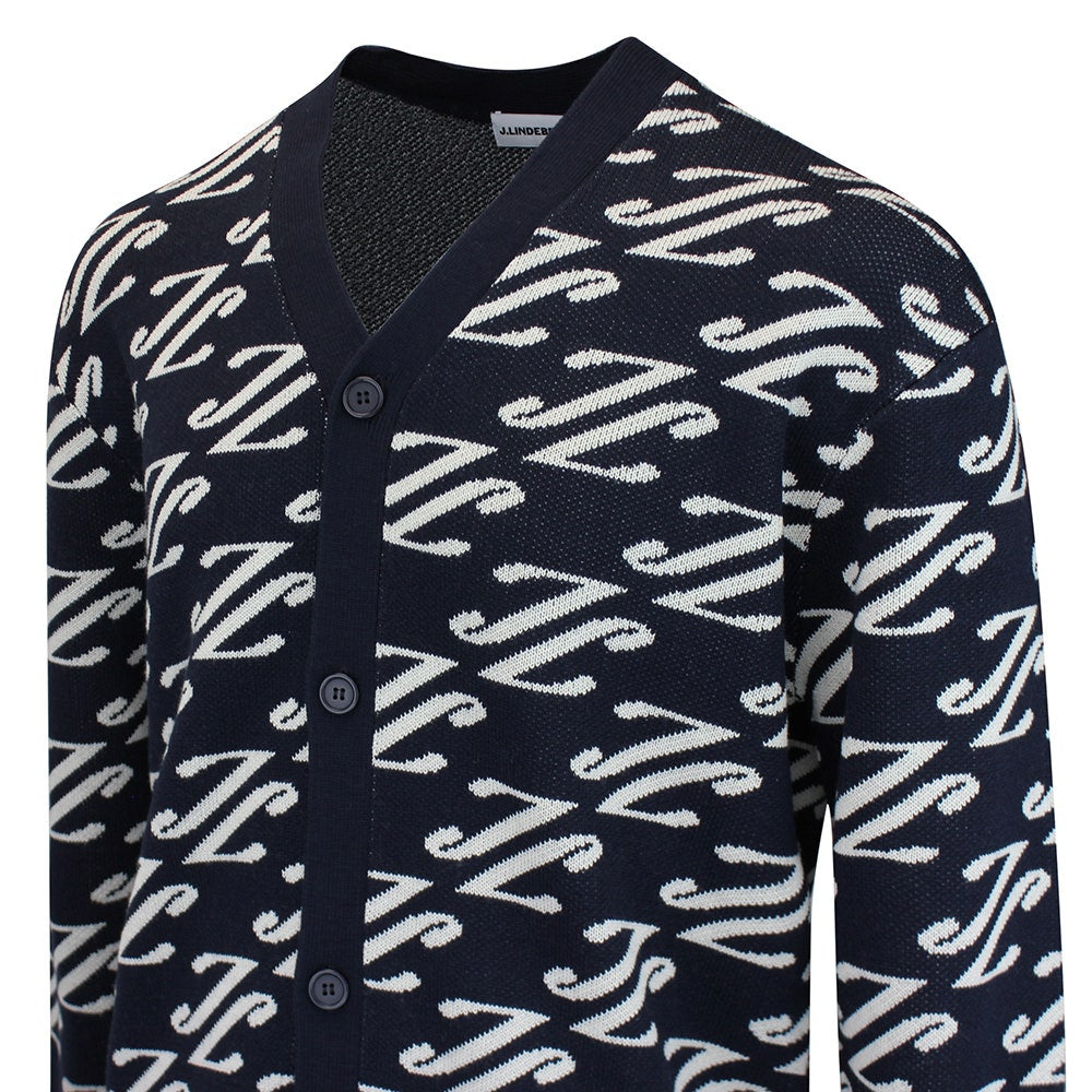J.Lindeberg Golf Jumper - Denny Jacquard Cardigan - JL Navy AW26