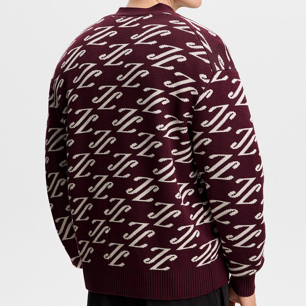 J.Lindeberg Golf Jumper - Denny Jacquard Cardigan - Winetasting AW26