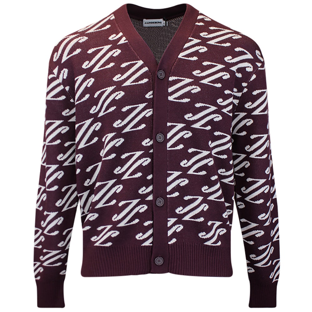 J.Lindeberg Golf Jumper - Denny Jacquard Cardigan - Winetasting AW26