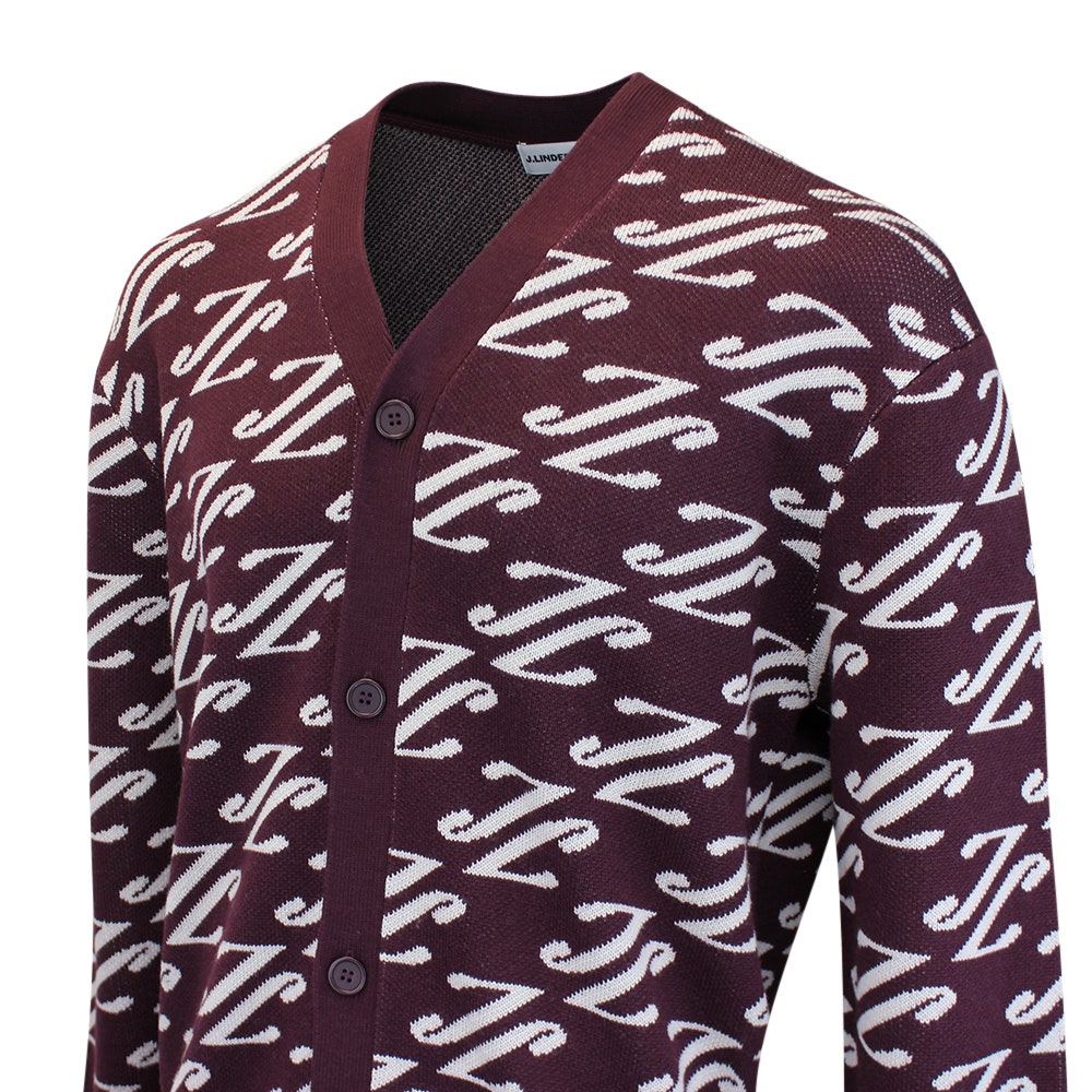 J.Lindeberg Golf Jumper - Denny Jacquard Cardigan - Winetasting AW26