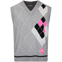 J.Lindeberg Golf Jumper - DP FOG Anton Knit Vest - Grey Argyle AW26
