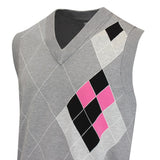 J.Lindeberg Golf Jumper - DP FOG Anton Knit Vest - Grey Argyle AW26