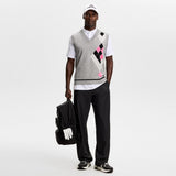 J.Lindeberg Golf Jumper - DP FOG Anton Knit Vest - Grey Argyle AW26